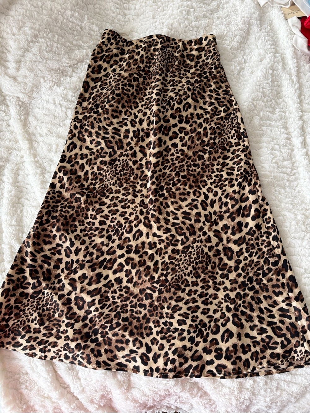 &merci Leopard Print A-Line Midi Skirt - Brown